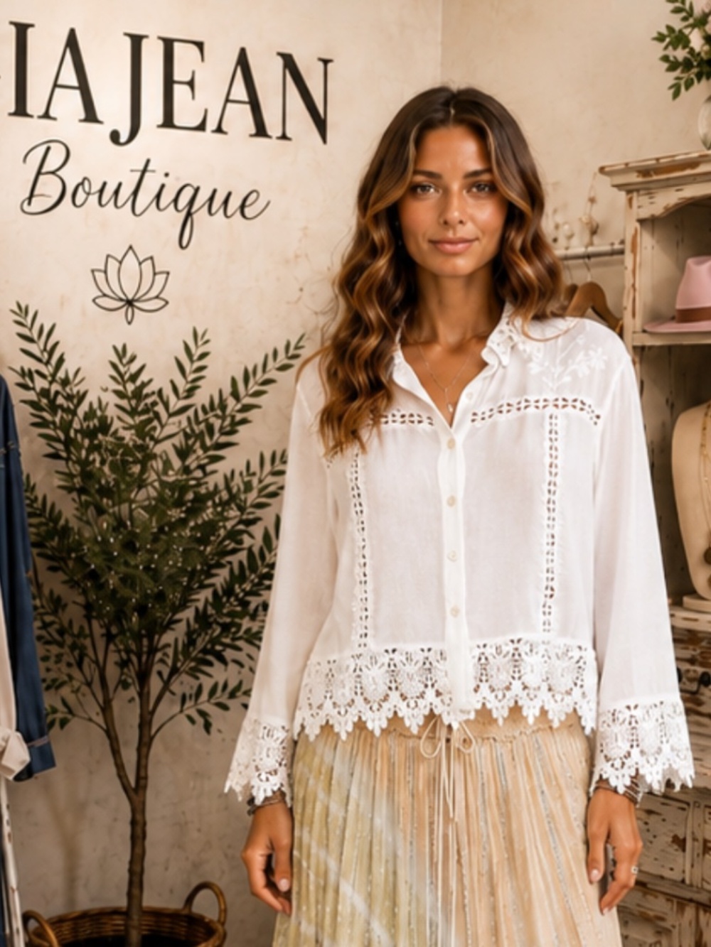 Young Threads “ Rhapsody “ Young Threads SHIRT TOP WITH LACE TRIM 56